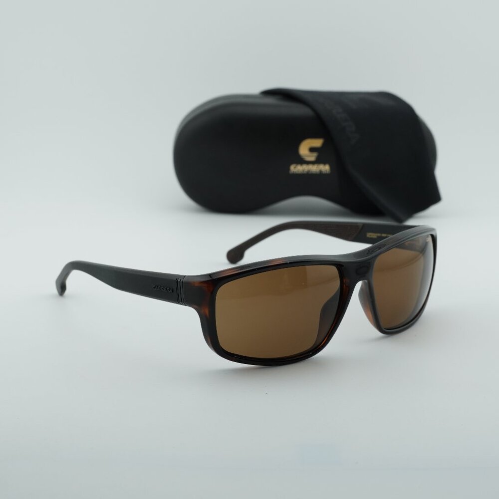 CARRERA 8038/S 0086 SP Rectangle Sunglasses - Havana/Brown Polarized